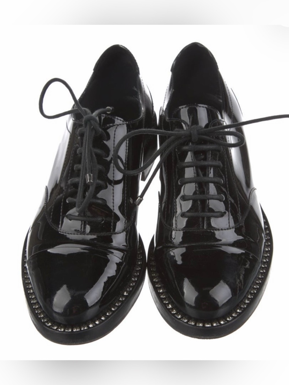 Jimmy Choo Black Patent Leather Lace-Up Oxfords Women’s sz EU 37 (US 7)